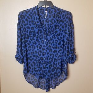 Free People | Sheer Animal Print Blouse size M